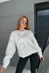 FULL ZIMBA İŞLEMELİ DALGA DETAY ŞARDONSUZ SWEAT 65 CM  Beyaz