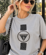 GES SAAT DESENLİ TİŞÖRT Gri