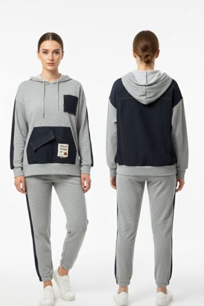 JEAN DETAY TASARIM İKİLİ TAKIM Gri