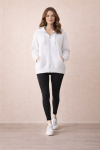 KAPŞONLU FERMUARLI HIRKA  Beyaz