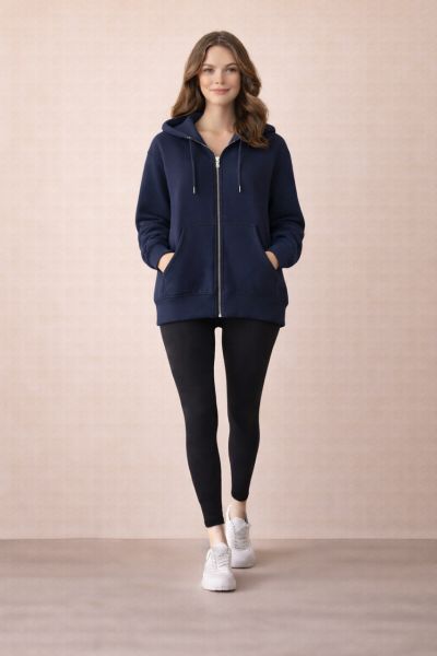 KAPŞONLU FERMUARLI HIRKA  Lacivert