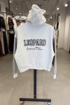LEOPARD TEXTURE KAPŞONLU İÇİ ŞARDONLU SWEAT Beyaz