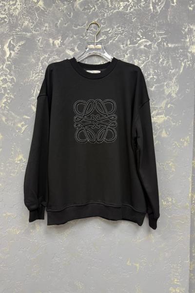 Love İşlemeli Sweat  Siyah