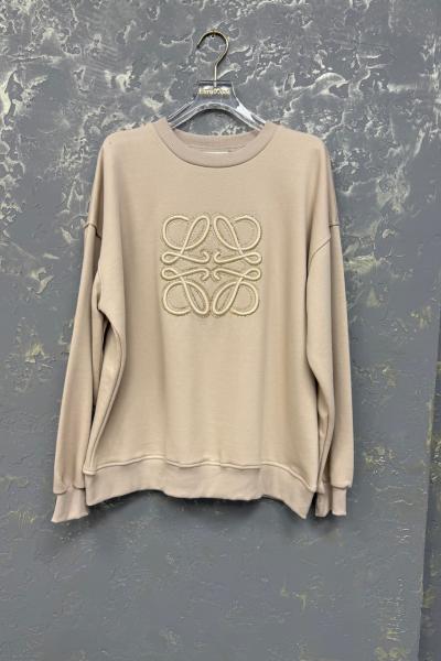 Love İşlemeli Sweat Bej