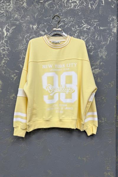 NEW YORK CITY OMUZ KOL ÇİZGİ DETAY SWEAT Sarı