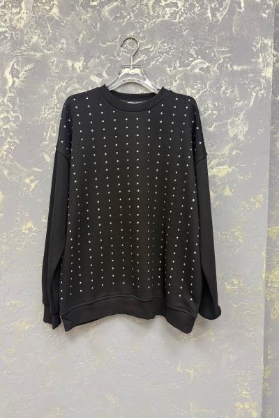 ÖN FULL TAŞLI SWEAT  Siyah