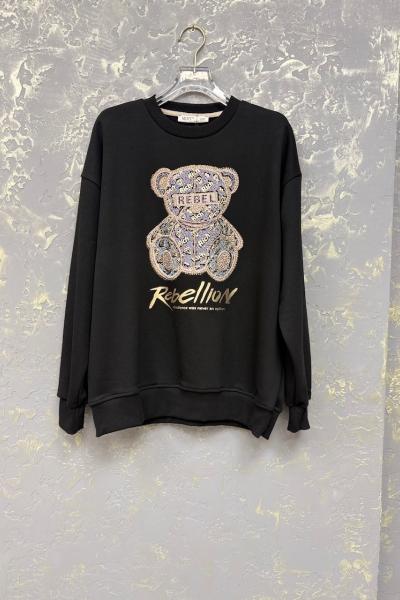 REBEL AYICIKLI ŞARDONSUZ SWEAT 65 CM  Siyah