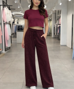 ŞARDONLU FULL TAŞLI EŞOFMAN ALTI  Mürdüm
