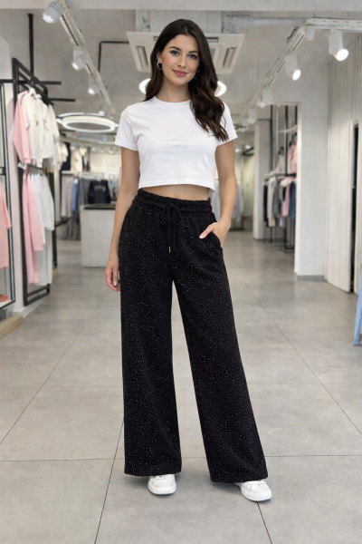 ŞARDONLU FULL TAŞLI EŞOFMAN ALTI  Siyah