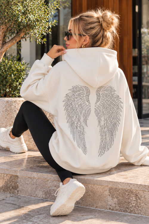 SIRT KANAT DETAY SWEATSHİRT  Beyaz