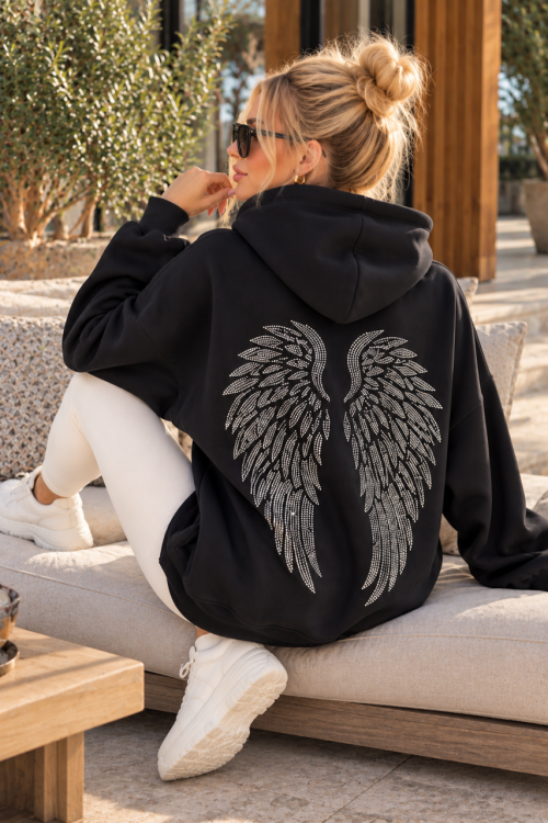 SIRT KANAT DETAY SWEATSHİRT  Siyah