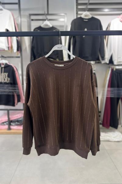 UZUN FULL TAŞLI ŞARDONSUZ SWEAT 65 CM  Acı Kahve