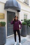 VOGUE YAZILI KAPŞONLU SWEAT  Mor
